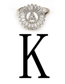 Fashion Silver Color Letter K Shape Decorated Ring