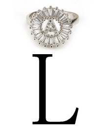 Fashion Silver Color Letter L Shape Decorated Ring