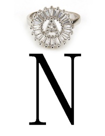 Fashion Silver Color Letter N Shape Decorated Ring