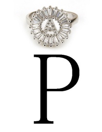 Fashion Silver Color Letter P Shape Decorated Ring