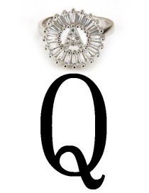 Fashion Silver Color Letter Q Shape Decorated Ring