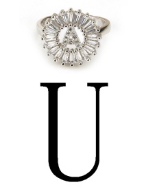 Fashion Silver Color Letter U Shape Decorated Ring
