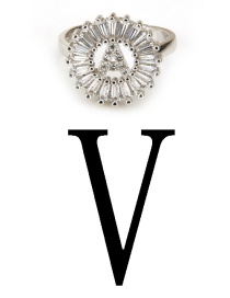 Fashion Silver Color Letter V Shape Decorated Ring
