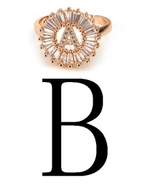 Fashion Rose Gold Letter B Shape Decorated Ring
