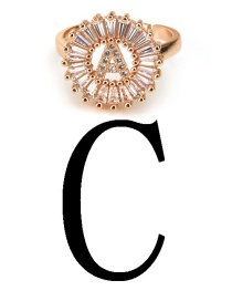 Fashion Rose Gold Letter C Shape Decorated Ring