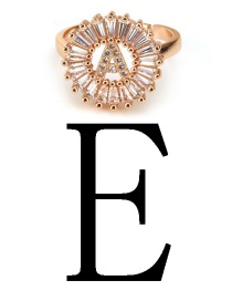 Fashion Rose Gold Letter E Shape Decorated Ring