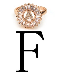 Fashion Rose Gold Letter F Shape Decorated Ring
