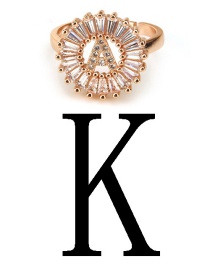 Fashion Rose Gold Letter K Shape Decorated Ring