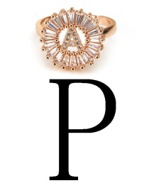 Fashion Rose Gold Letter P Shape Decorated Ring