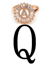 Fashion Rose Gold Letter Q Shape Decorated Ring
