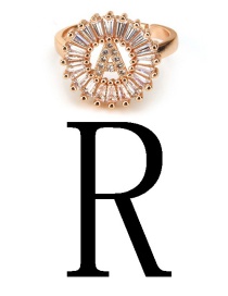 Fashion Rose Gold Letter R Shape Decorated Ring