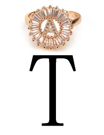 Fashion Rose Gold Letter T Shape Decorated Ring