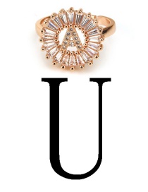 Fashion Rose Gold Letter U Shape Decorated Ring