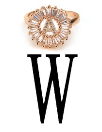 Fashion Rose Gold Letter W Shape Decorated Ring