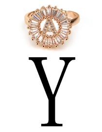 Fashion Rose Gold Letter Y Shape Decorated Ring