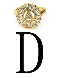 Fashion Gold Color Letter D Shape Decorated Ring
