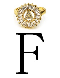 Fashion Gold Color Letter F Shape Decorated Ring