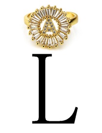 Fashion Gold Color Letter L Shape Decorated Ring