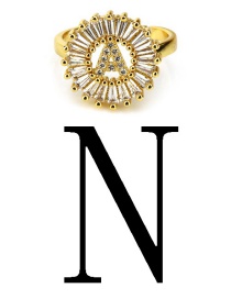 Fashion Gold Color Letter N Shape Decorated Ring