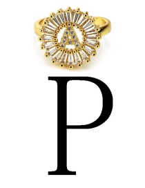 Fashion Gold Color Letter P Shape Decorated Ring
