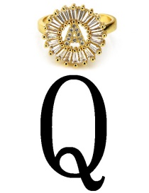 Fashion Gold Color Letter Q Shape Decorated Ring