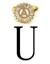 Fashion Gold Color Letter U Shape Decorated Ring
