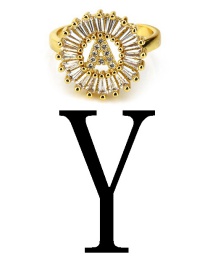 Fashion Gold Color Letter Y Shape Decorated Ring