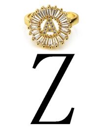 Fashion Gold Color Letter Z Shape Decorated Ring