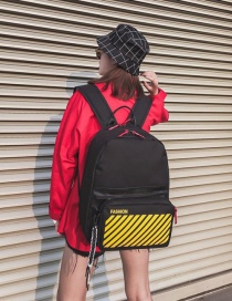 Fashion Black+yellow Stripe Pattern Decorated Backpack (2 Pcs )