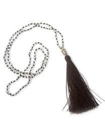 Bohemia Brown Buddha&beads Decorated Long Tassel Necklace