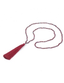 Bohemia Red Long Tassel Decorated Beads Necklace