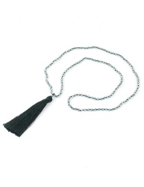 Bohemia Dark Green Long Tassel Decorated Beads Necklace