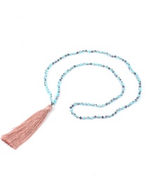 Bohemia Pink Long Tassel Decorated Beads Necklace