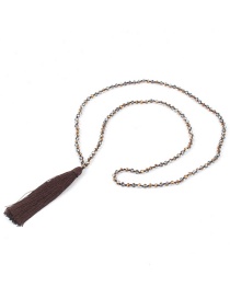 Bohemia Dark Brown Long Tassel Decorated Beads Necklace