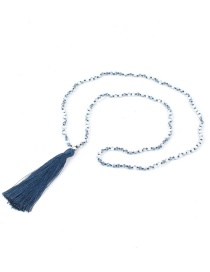 Bohemia Navy Long Tassel Decorated Beads Necklace