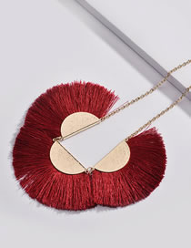 Fashion Red Sector Shape Decorated Necklace