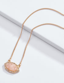 Fashion Light Porange Geometric Shape Decorated Full Diamond Necklace