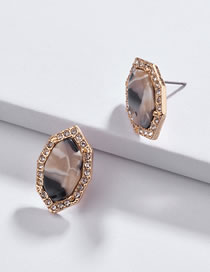 Fashion Khaki Full Diamond Decorated Geometric Shape Earrings