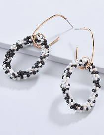 Fashion Black+white Oval Shape Decorated Earrings
