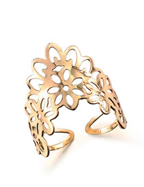 Fashion Gold Color Hollow Out Design Pure Color Opening Ring
