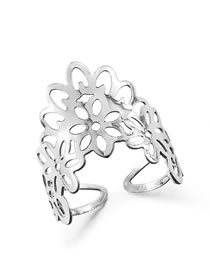 Fashion Silver Color Hollow Out Design Pure Color Opening Ring