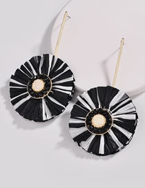 Fashion Black+white Round Shape Decorated Earrings