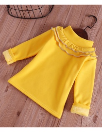 Fashion Yellow Pure Color Decorated Blouse