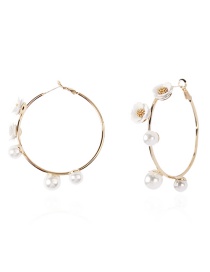 Fashion White Flower Shape Decorated Round Earrings