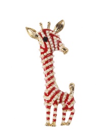 Fashion Red+gold Color Giraffe Shape Design Brooch