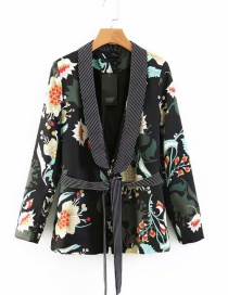 Fashion Multi-color Flower Pattern Decorated Coat
