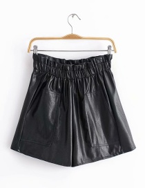 Fashion Black Pure Color Decorated Short Pants