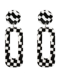 Fashion Black+white Grids Pattern Decorated Earrings