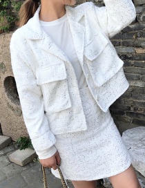 Fashion White Pure Color Decorated Coat