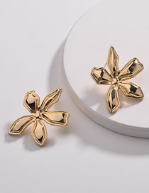 Fashion Gold Color Flower Shape Decorated Pure Color Earrings
